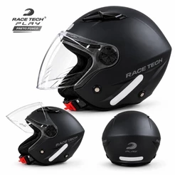 Capacete Moto Race Tech Play Preto Fosco Urbano Aberto Ventilado Original Novo