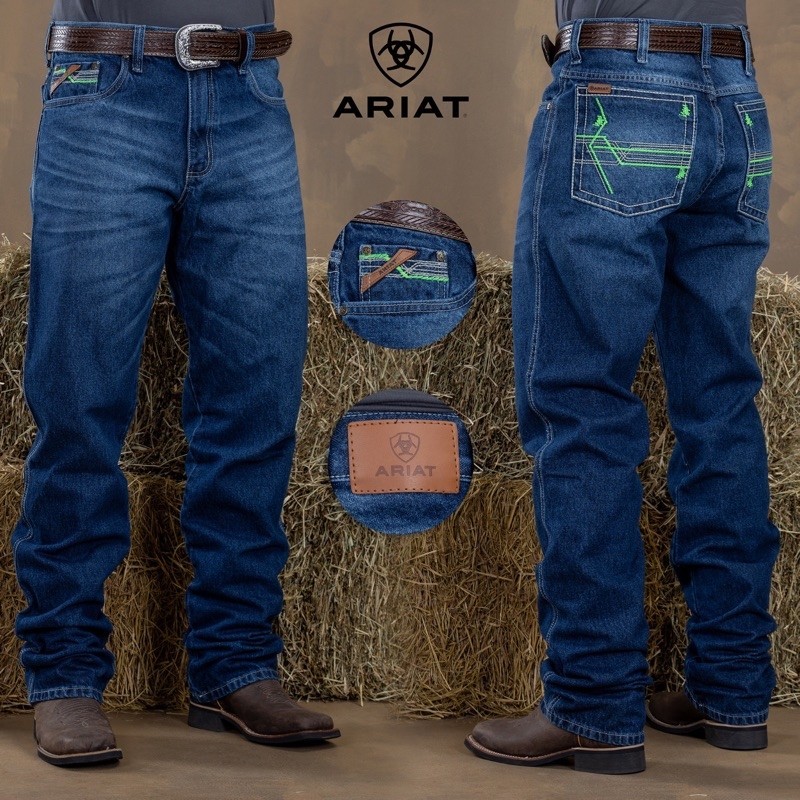 Calça country cinch rodeio Américana laço cowboy cut Ariat yellow stone jeans — imagem 2 de 2