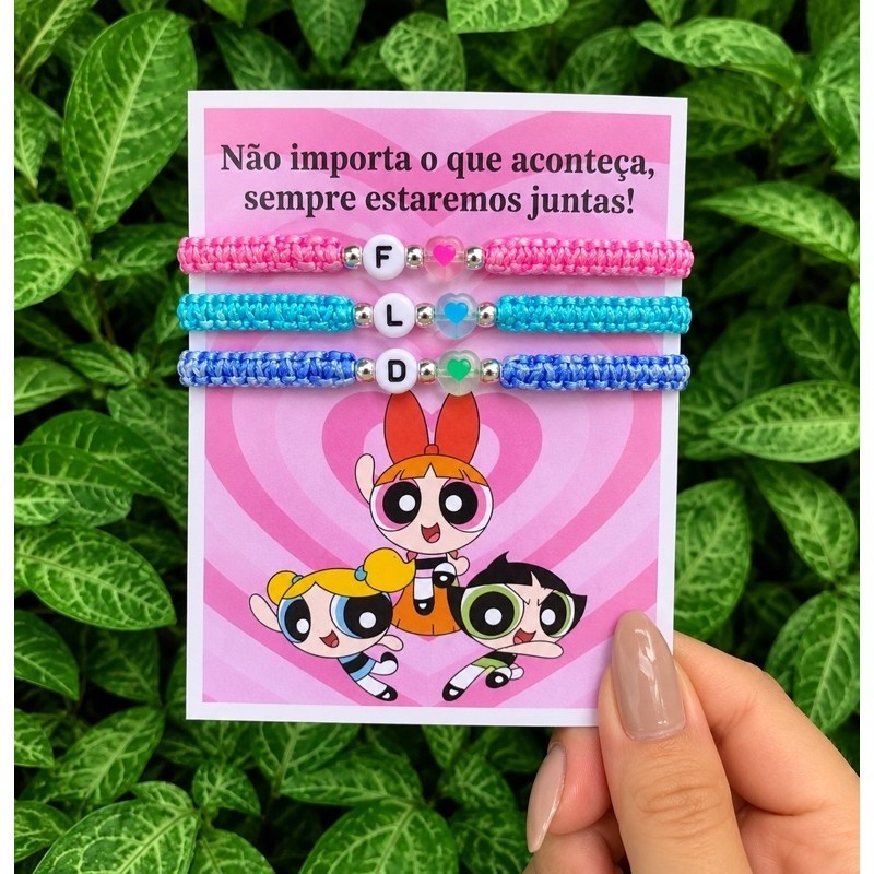 Trio-pulseira-macrame-Meninas-super-poderosas-Amizade