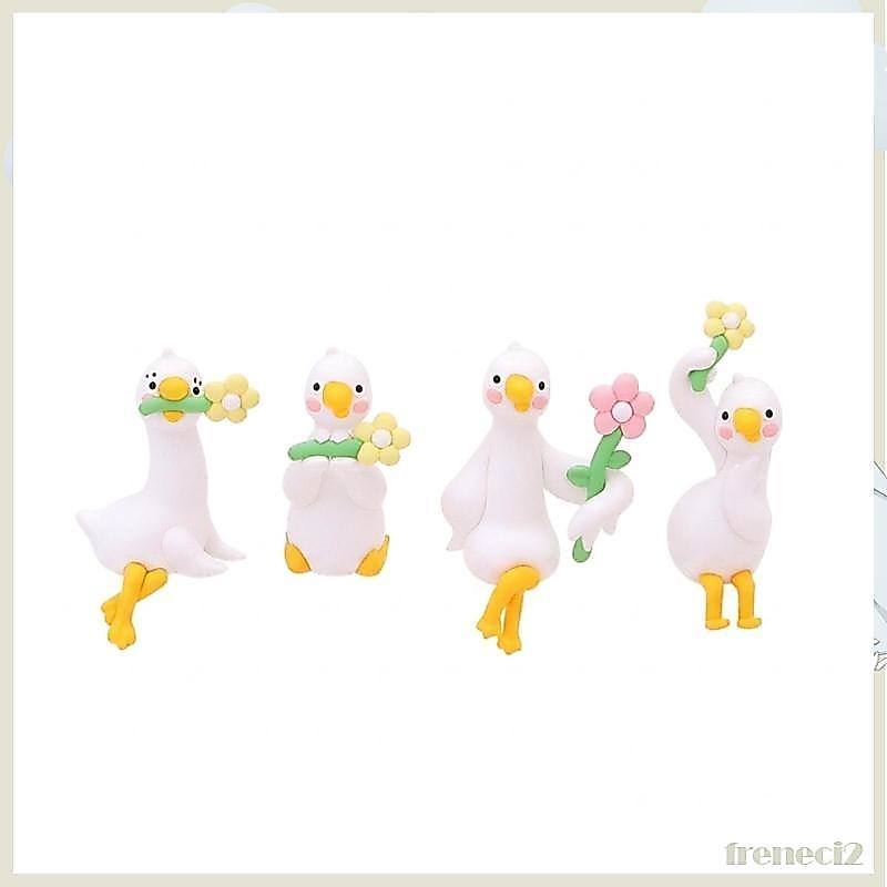 [Freneci2] Estatueta De Pato De 4 Peças Adorável Ornamento Pequena Decoração De Mesa Para Escritório