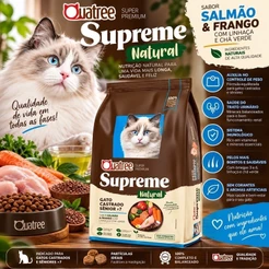 Ração Quatree Supreme Natural Gato Castrado Sênior +7 Salmão e Frango Super Premium