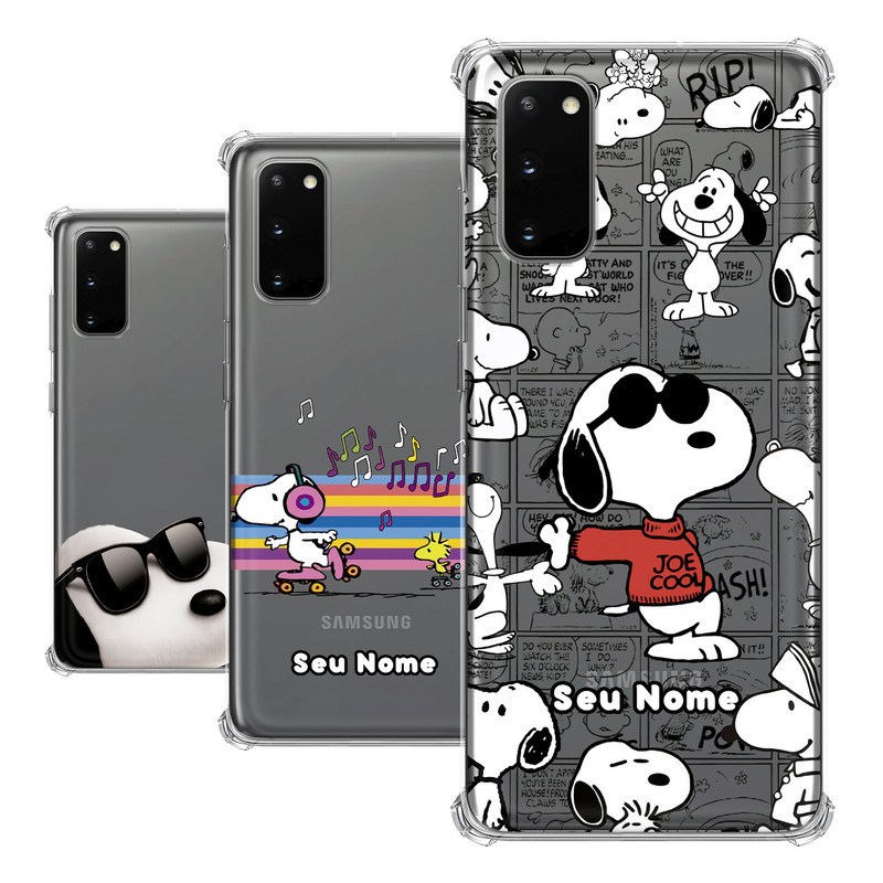 Capa para Samsung Galaxy S20 Coleção Snoopy e Charlie Brown e Woodstock