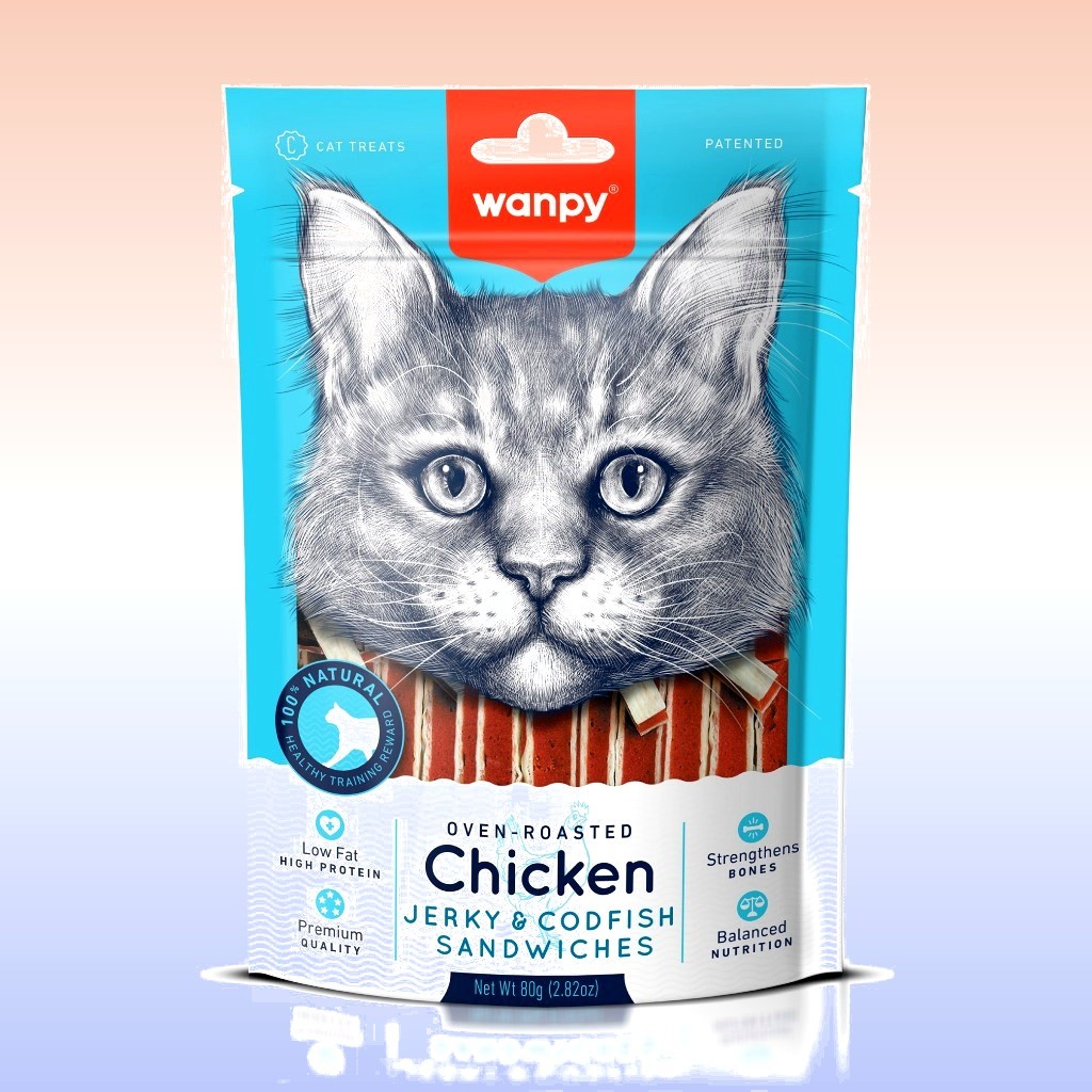 Petisco Truly Wanpy Mini Tiras para Gatos Frango e Peixe 80 G