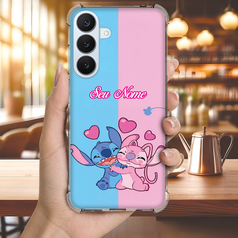 Capa Capinha GALAXY A05 A04 A03 A02 A01 M54 M53 Anti-impacto Personalizada geek STITCH azul nome (3502)
