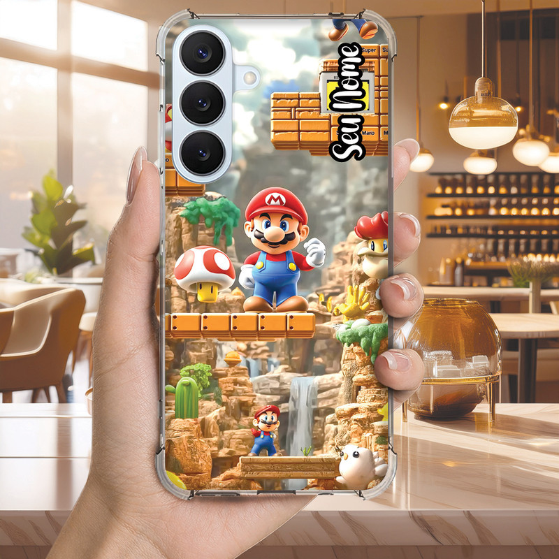 Capa Capinha GALAXY A73 A72 A71 A55 A54 A53 A52 Anti-impacto Personalizada gamer MARIO nome (3569)