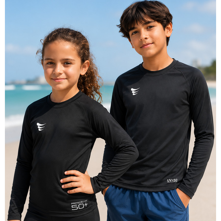 Camisa Térmica alta proteção contra raios UV+50 Manga longa Super Bolla Juvenil criança unissex