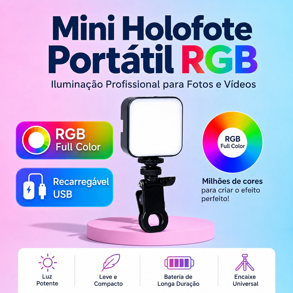 luz para foto,luz de preenchimento rgb,ring light,Luz de preenchimento portátil mini