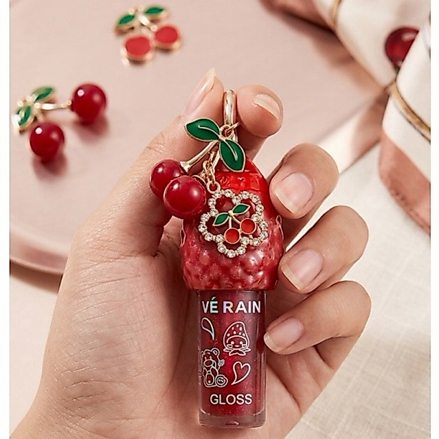 Lip glos cereja loverain viralizado chaveiro cores vibrantes melhor mais vendido