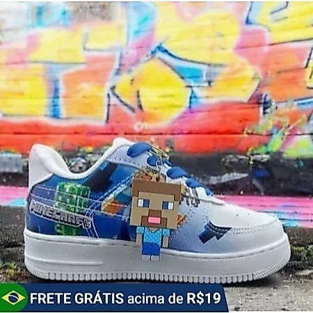 Tênis Infantil Minecraft Com Chaveirinho Unissex Novidade Envio Rapido.