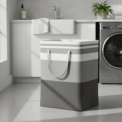 Saco Para Roupa Suja Cesto Grande 75L Dobrável Tecido Organizador Prático
