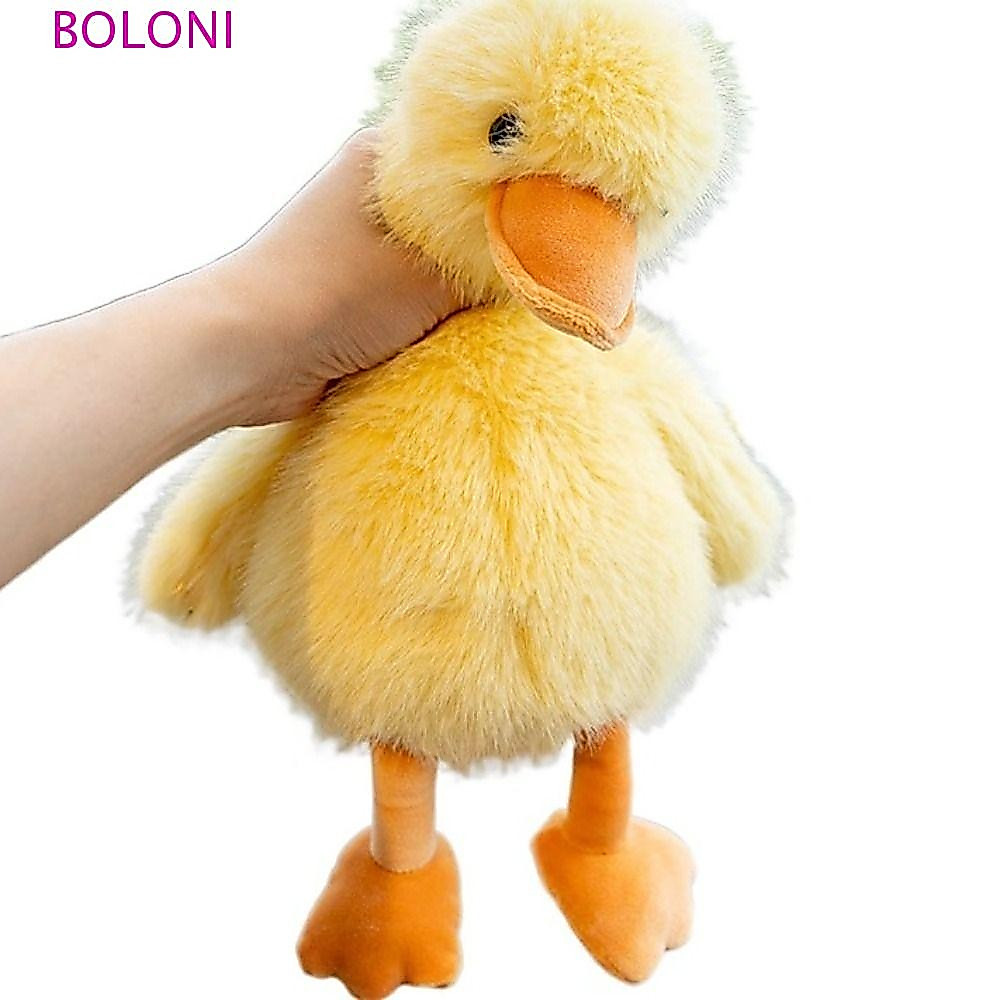 BOLONI Pato Amarelo Pelúcia , Simulação Realista Ganso Cabelo Longo Plushies , Animais De Boneca Recheada