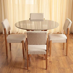Conjunto Cadeira Viena Tecido Linho Madeira Maciça Sofisticada para Sala de Jantar - AV