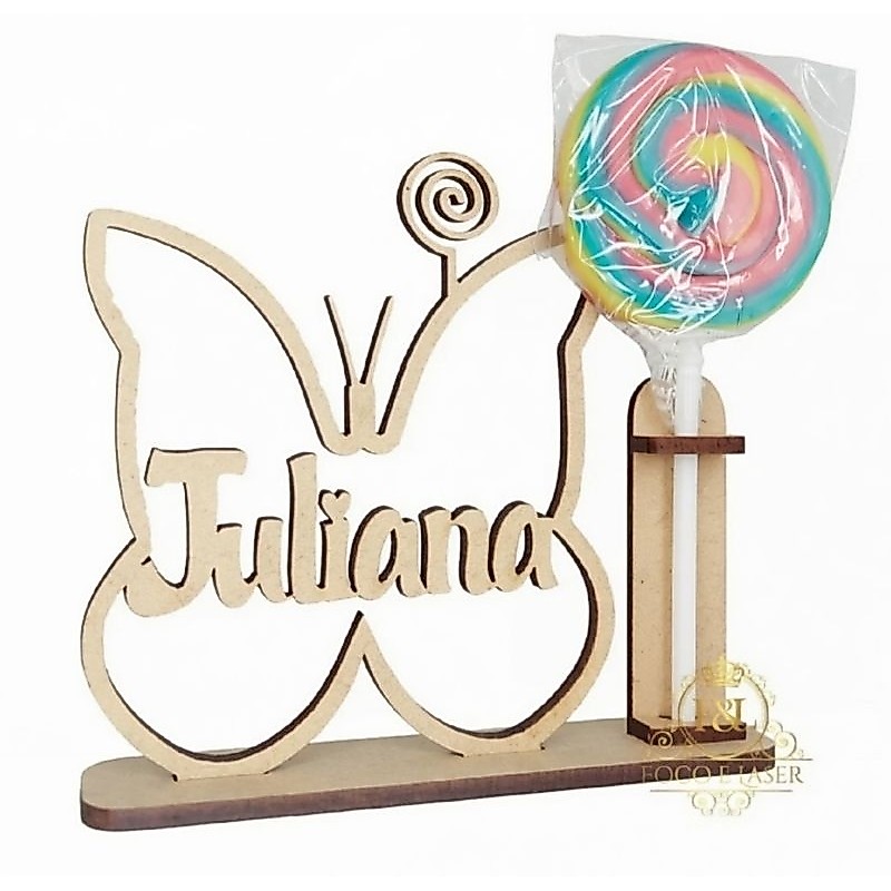 Kit 10 Porta Recado pirulito lembrancinha borboleta jardim encantado aniversario MDF Personalizado