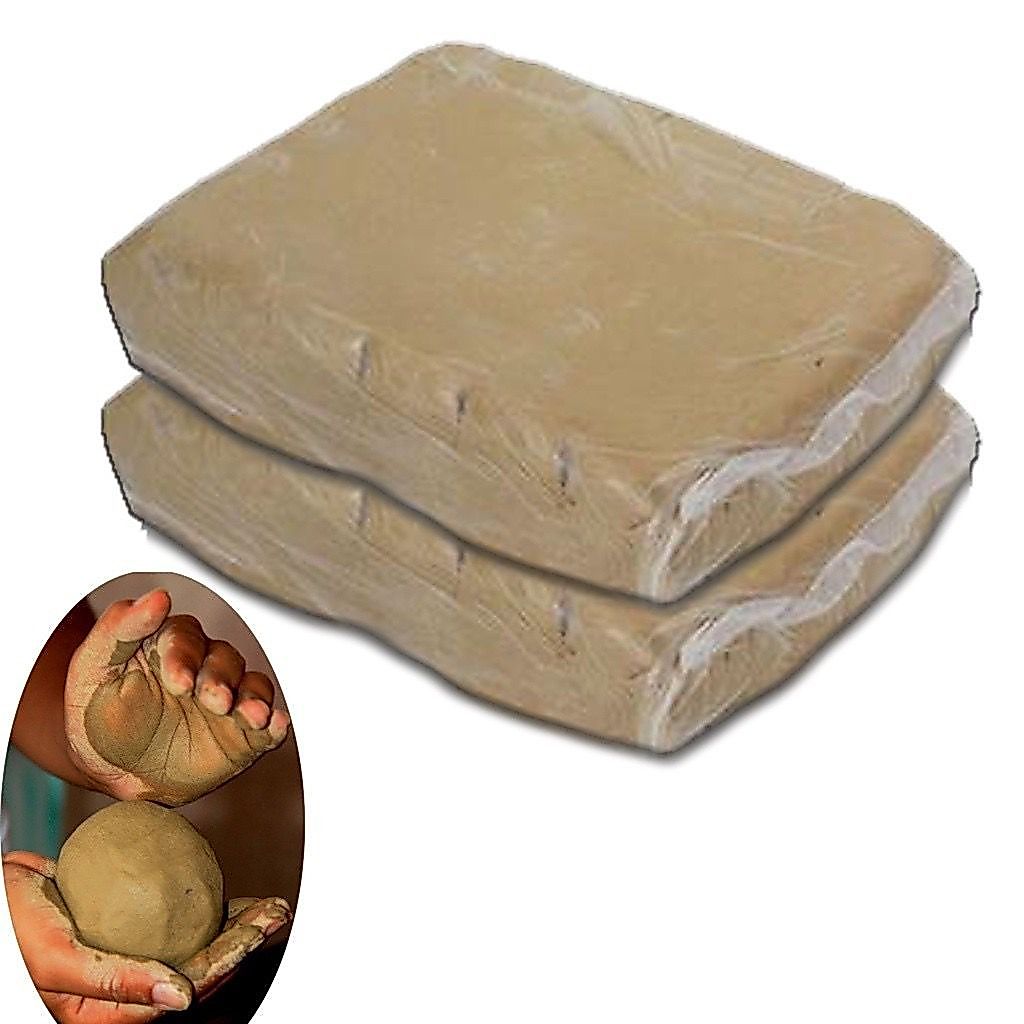 Kit 2 Pacotes Argila Natural Para Modelar / Argila Escolar 800 gr  Cada - Para Artesanato Uso Em Geral Moldar