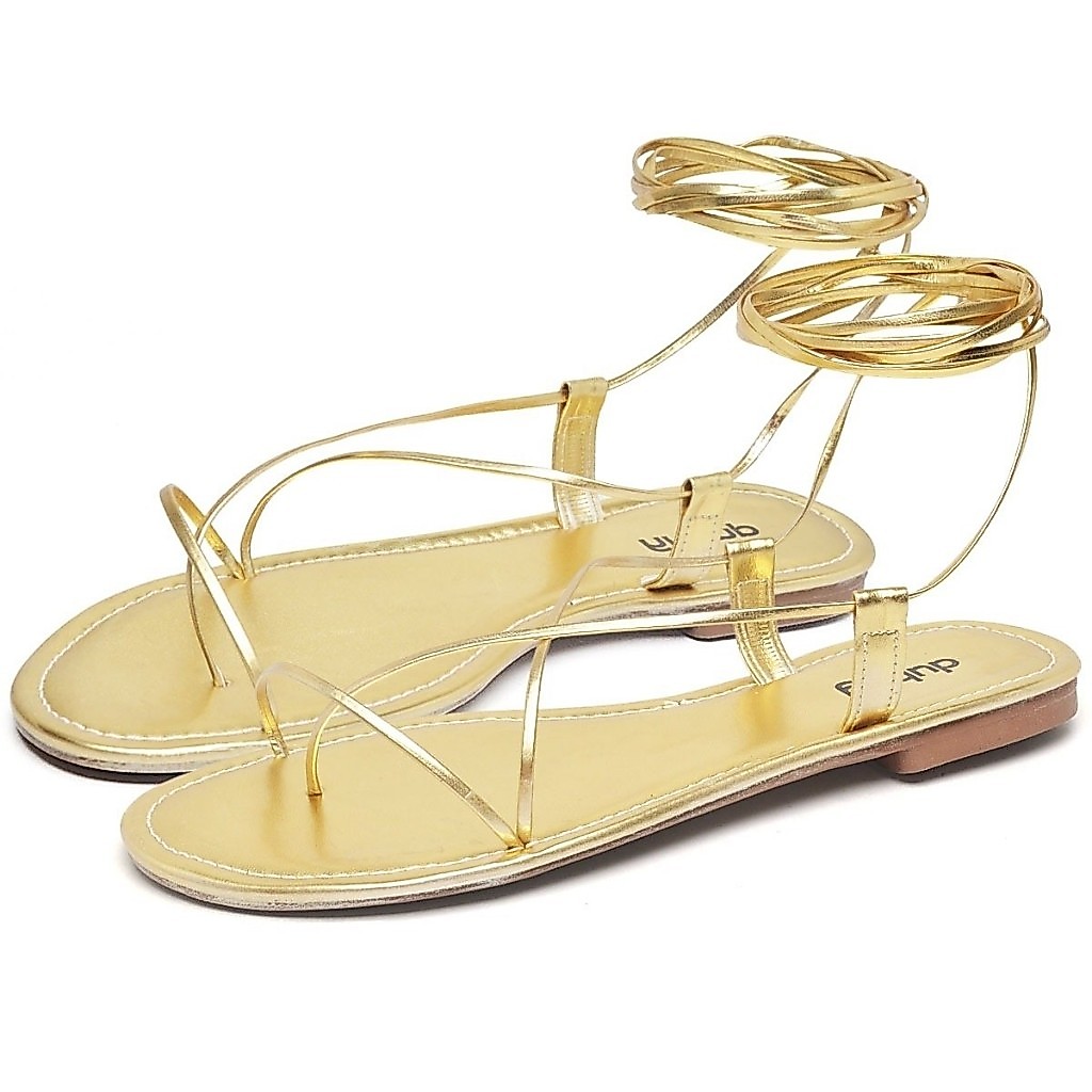 Sandalia Rasteirinha Dubuy Feminina Dourado Lia 2032FG