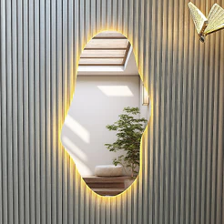 Espelho Orgânico Corpo Inteiro 1.10x60cm Lapidado com LED À PILHA ou FONTE