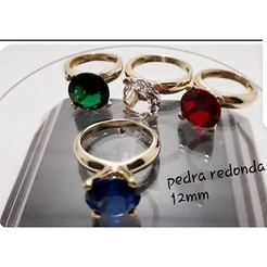 Anél 0013 Aro Abaulado 5mm Com Pedra Redonda 12mm na Moeda Antiga.