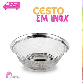 Cesto Escorredor  Inox Multiuso Fruteira Peneira 22 cm