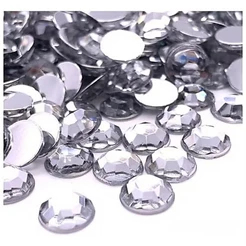 Chaton Modelo Diamante Redondo 8mm – Cristal – Pedra Acrílica para Colagem – Base Reta
