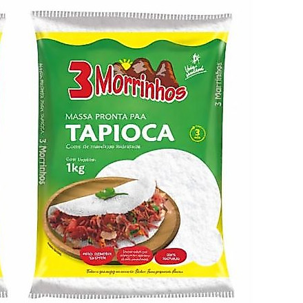 Tapioca 1kg 3 Morrinhos Kit com 1 ou 2 Unidades Massa Pronta Sem Glúten
