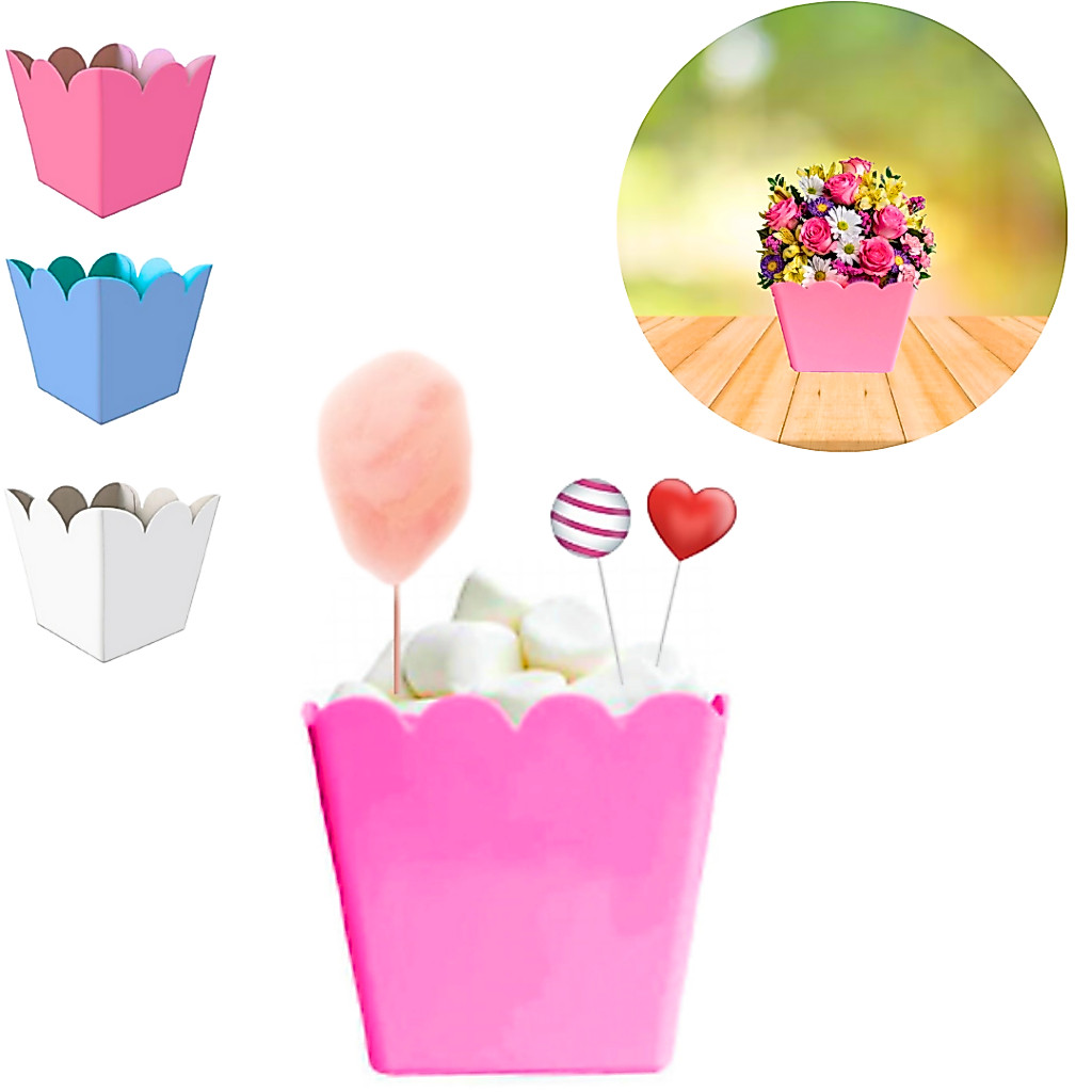 16 Mini Cachepot Papel Cartonado Porta Doces Centro De Mesa Decoração Festa Aniversário Lembrancinha