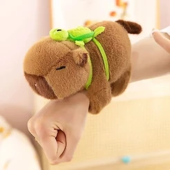 Pulseira de Pelúcia Capivara Fofa Brinquedos De Pelúcia Pulseira Bate Enrola Com Mochilinha Tartaruga com cauda girando