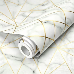 Papel de Parede Linha Gold Autocolante 5m x 45cm Impermeável Lavável para Paredes e Móveis