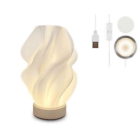 Luminaria De Mesa Usb Moderna Luxo Com Led Branco Quente Bege Branco 127v