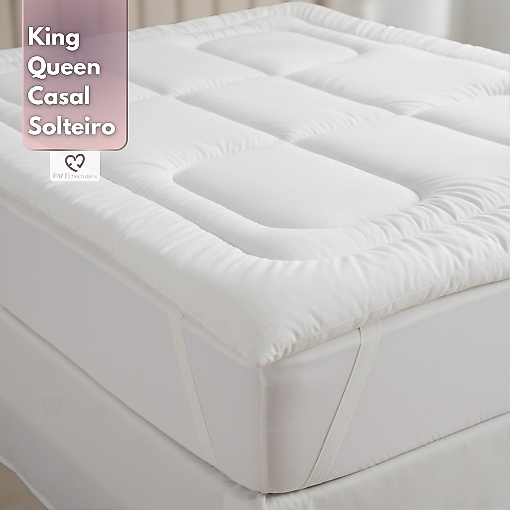 Pillow Top Casal 400 Fios Protetor de Colchão Queen Extra Macio Premium Com Elástico Solteiro e King