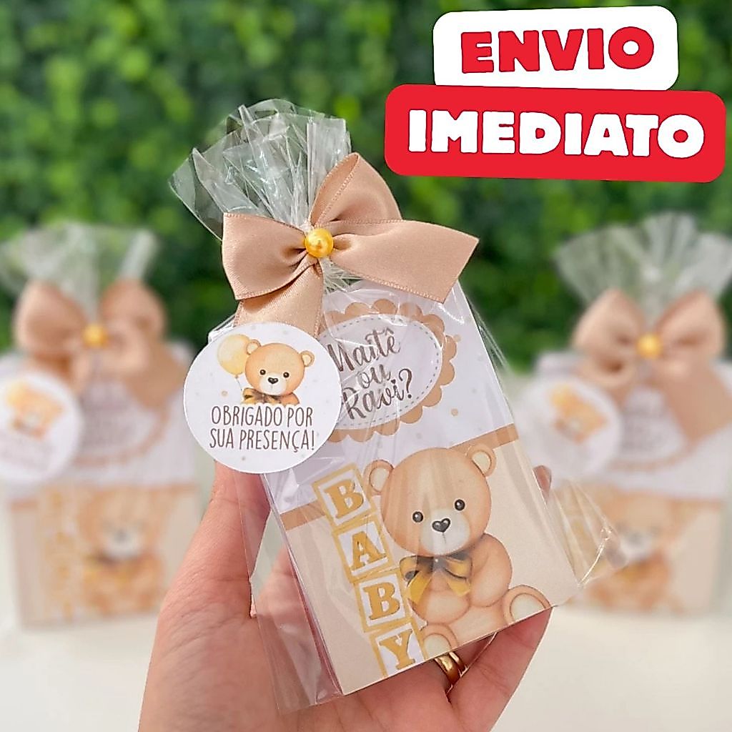 ENVIO RÁPIDO Bloquinho Chá Revelação Ursinho Bebê Bege | Lembrancinha Personalizada Decoração Neutra