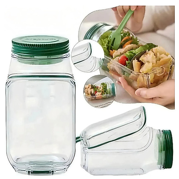 Pote de Salada Portátil Com Abertura Lateral Porta Molho Marmita Saudável Bowl Grãos Frutas Verdura
