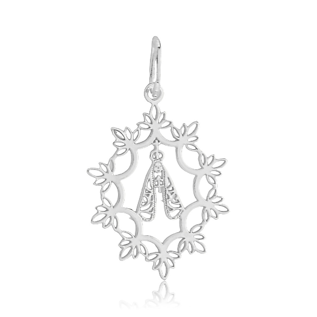 Pingente Prata 925 Nossa Senhora delicado trabalhado - Elluxe Joias