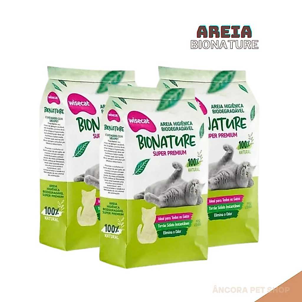 Areia Higiênica Bionature Premium Grãos Médios 100% Natural