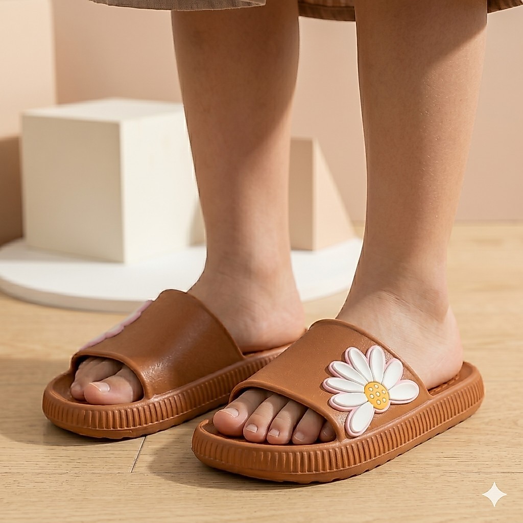Chinelo Slide Infantil Nuvem Menina Flor Primavera Leve Macia Verão Calor Confortável Pratico Margarida