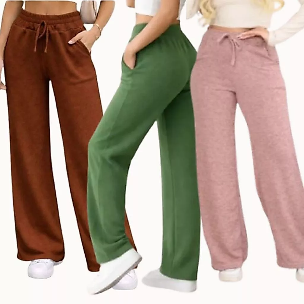 Calça pantalona de lazinho feminina cintura alta com bolso pra inverno — imagem 1