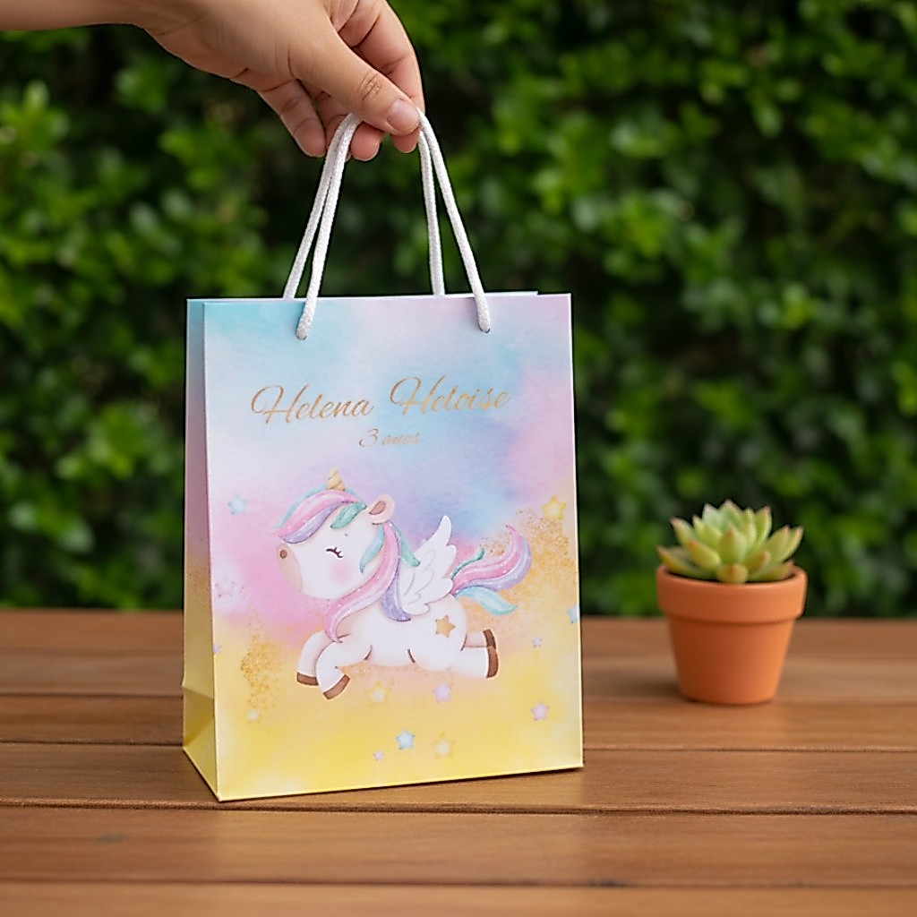 Sacolinha personalizada/Unicórnio/Lembrancinha para festa /Festa infantil/Vai desmonmtada