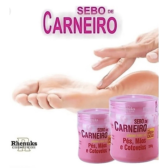 Creme Anti Rachaduras Sebo De Carneiro Pés Mãos E Cotovelos 200g - Rhenuks — imagem 2 de 2