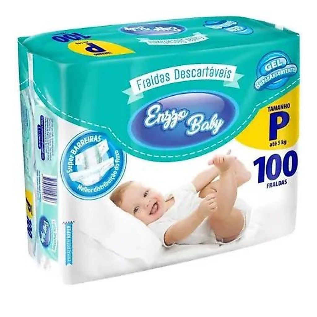 Kit com 2 Pacotes Fralda Descartável Infantil Enzzo Baby P (100 un cada PCT) 200 UN TOTAL — imagem 2 de 2