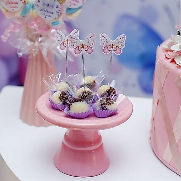 Envio imediato - Topper de Doces Borboletas | Topper Jardim das borboletas Rosa e Lilás — imagem 2 de 2