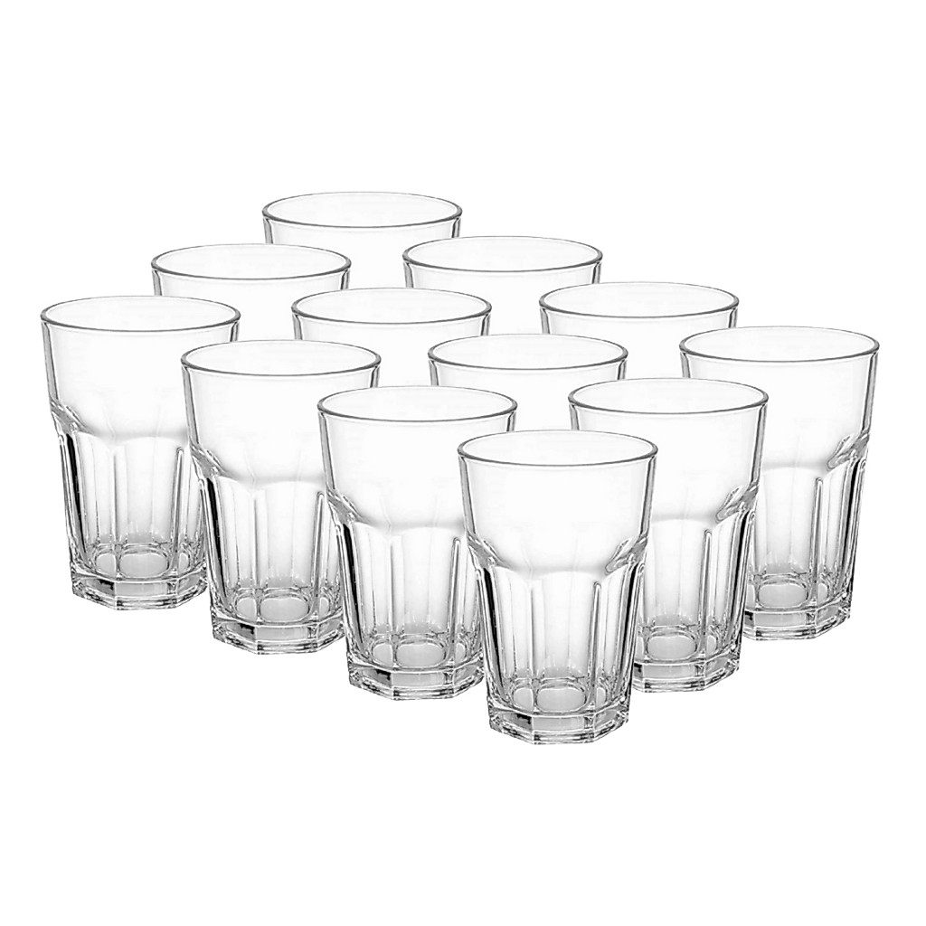 Jogo de Copos 12 Unidades 360ml Vidro Bristol Transparente - Bela Flor