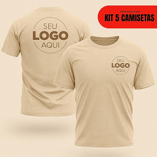 KIT 5 Camisetas com Sua Logo Personalizada ou Estampa Preferida - 100% Algodão Premium