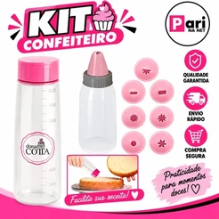 Kit Confeiteiro Bisnaga Regador Umedecedor De Massas +/ou Decorador De Bolo 8 Bicos