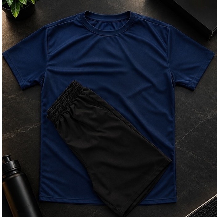 Conjunto Dry-Fit Masculino Camisa + Bermuda Treino Academia Esportivo Premium