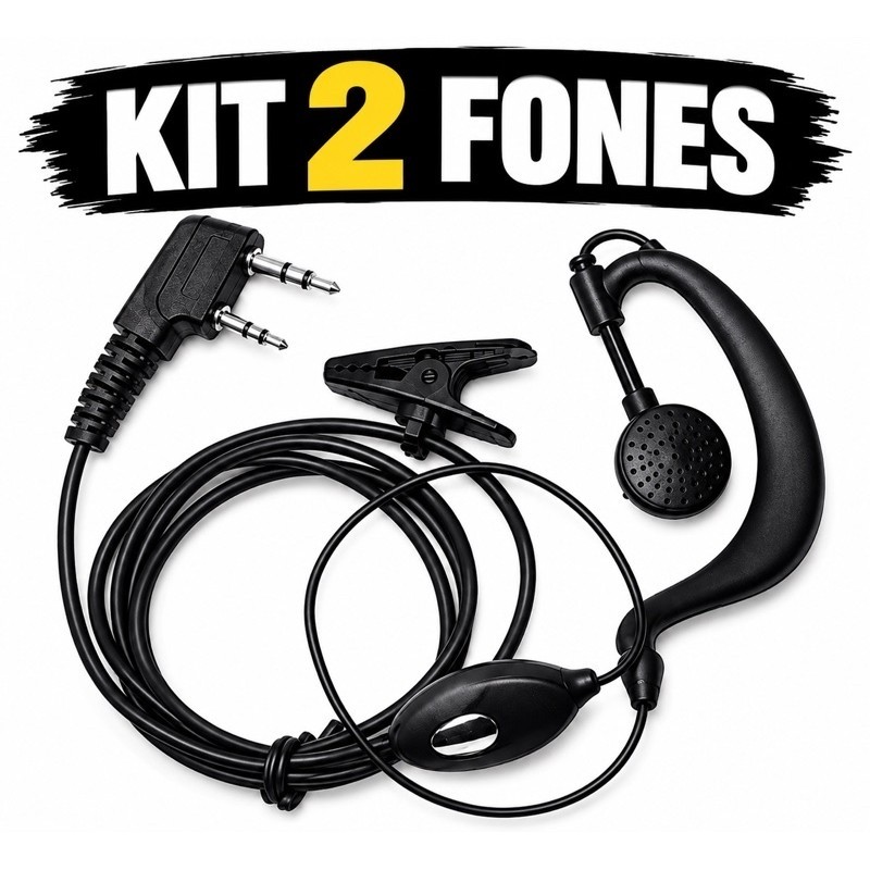 Kit 2 Fone de Ouvido Rádio Comunicador Ht Baofeng 777s Kenwood