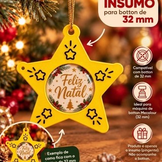 Insumo Estrela de Natal para Botton 32mm – Enfeite Natalino Personalizado