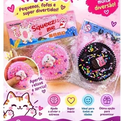 Squeeze Me Squishy Anti Estresse | Cookie Rosa e Preto | Super Macio e Divertido