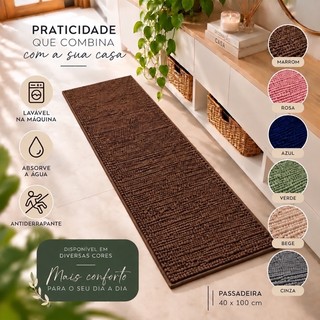 Tapete Passadeira Antiderrapante Bolinha Macarrão Grande Macio Quarto Banheiro