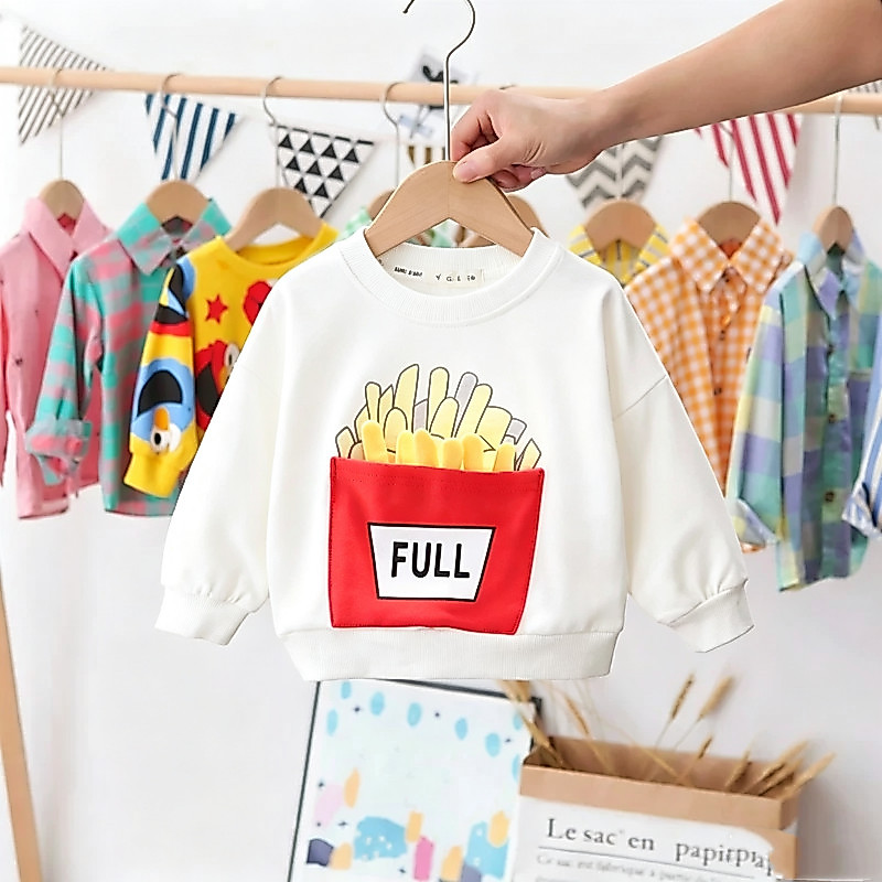 Bebê primavera outono manga comprida camiseta estilo fino moda meninos meninas moletom de algodão puro crianças dos dese