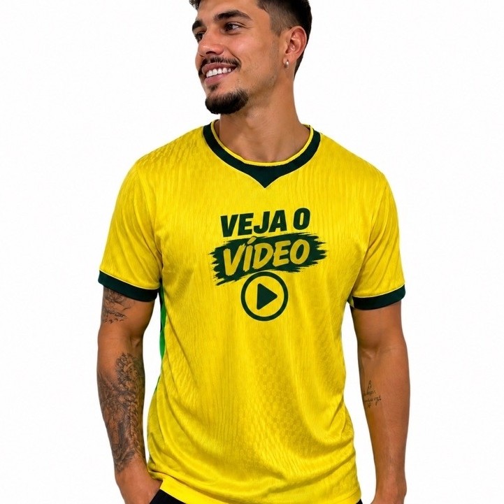 Camisa Esportiva Estilo Jogador Malha Leve Confortável Cores Brasileiras Academia Dia a Dia Queima de Estoque