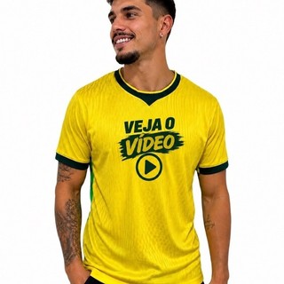 Camisa Esportiva Estilo Jogador Malha Leve Confortável Cores Brasileiras Academia Dia a Dia Queima de Estoque